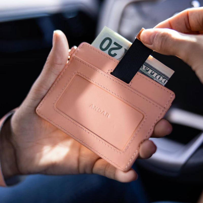Andar The Denner Beautiful Premium Slim Card Holder RFID Blocking Card Holder Wrislet Wallet for Women (Peach) - Image 3
